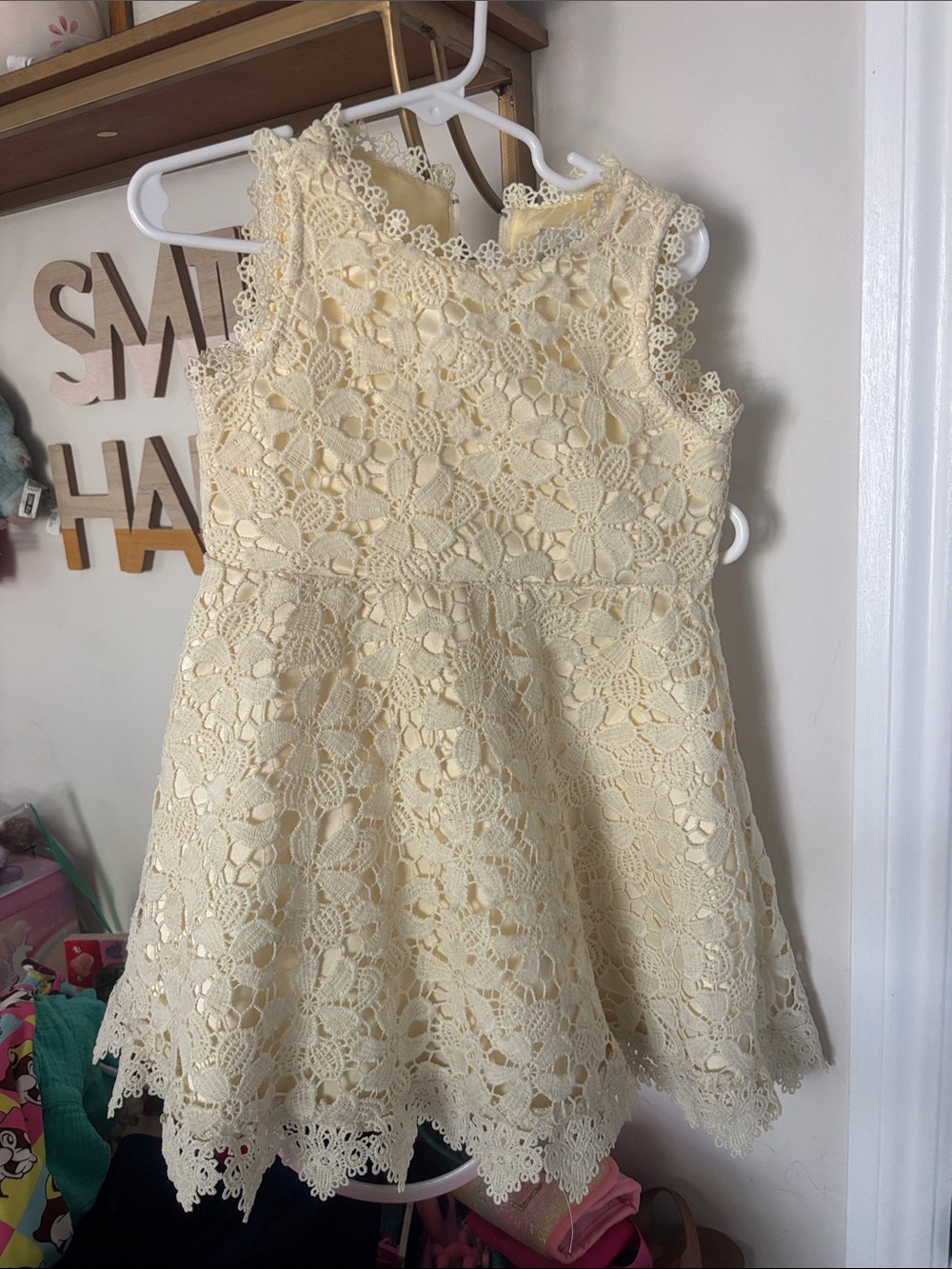 Rare Editions Cream Lace Fit-and-Flare Party Dress